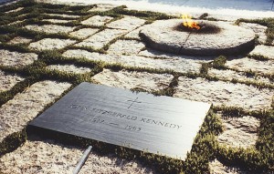 The eternal flame and Kennedy grave site today.