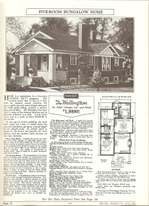The Wellington Model from the Sears catalog, touting its massive stucco columns and artistic touches.