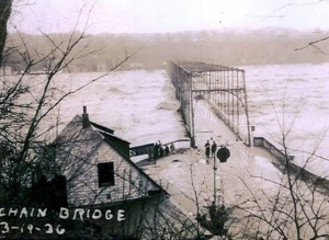 In 1936 the Potomac River crested over the Chain Bridge.  It was condemned and replaced by the current bridge which opened in 1939