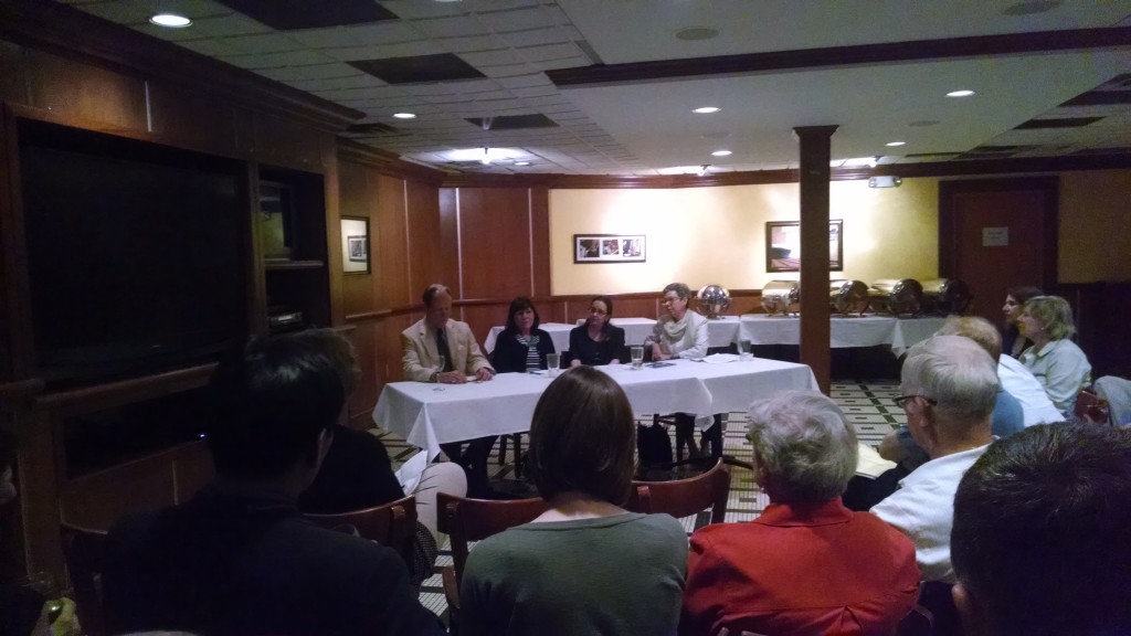 From left, John Richardson of the Arlington Historical Society, Joan Lawrence of the Historic Affairs and Landmark Review Board, Cynthia Liccese-Torres of the County Historic Preservation Program, and Nancy Iacomini of the Planning Commission. 