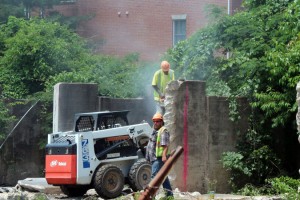 Demolition of the historic W&OD trestle. Photo courtesy of ArlNow.